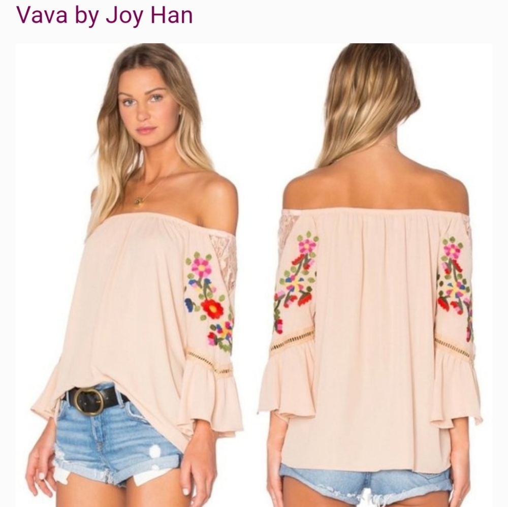 Vava by joy han off shoulder embroidery bohemian top XS *C2 - Picture 10 of 10